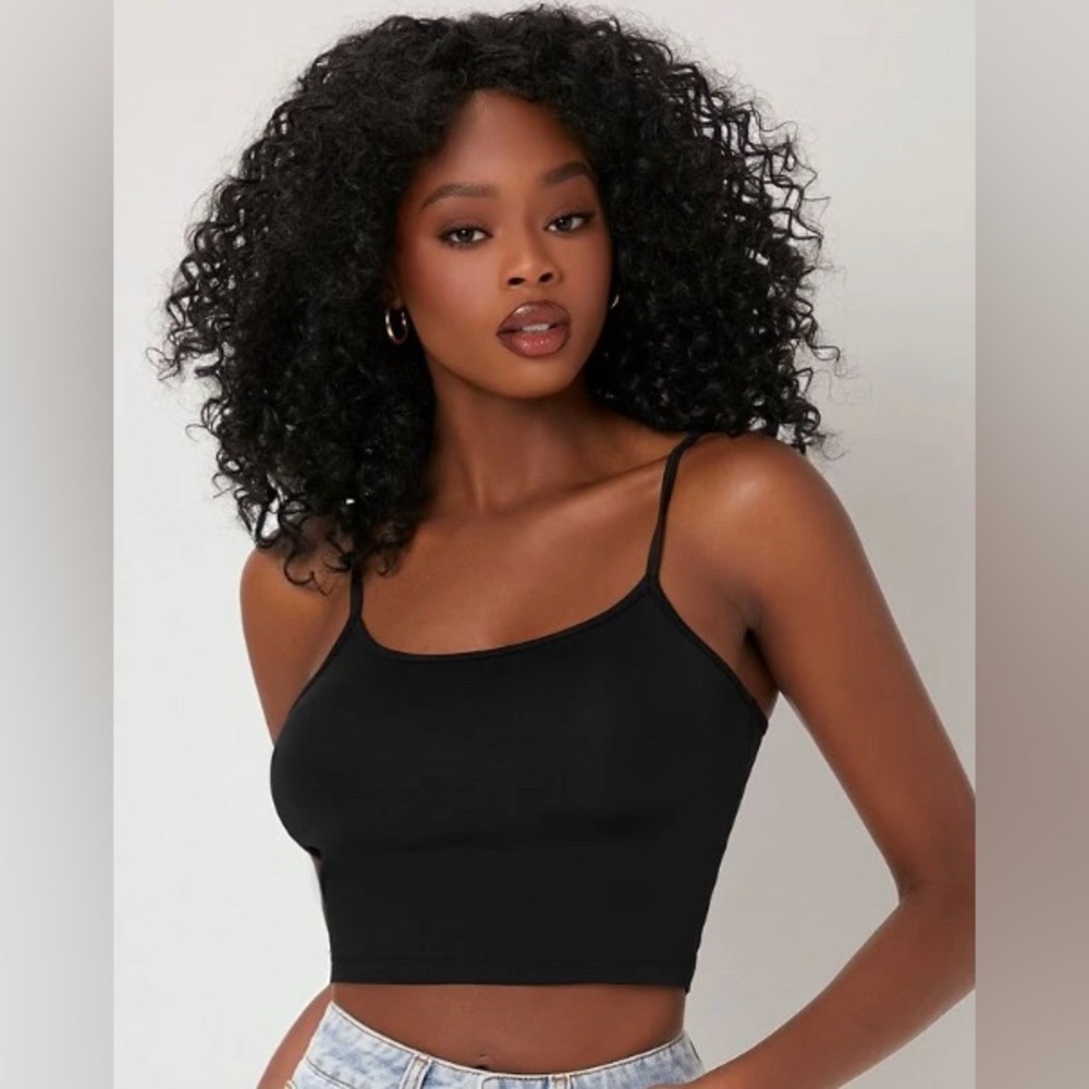 SHEIN Crop Cami top | Black cami tank top cropped